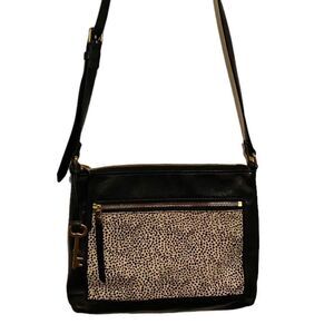 Fossil "Fiona" Leather/Animal Print Crossbody Bag, Gold Key